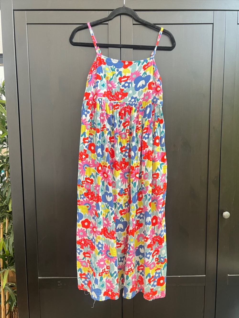 Hanna Andersson Multicolor Floral Gauzy Smocked Back Midi Dress Women’s Size XS
